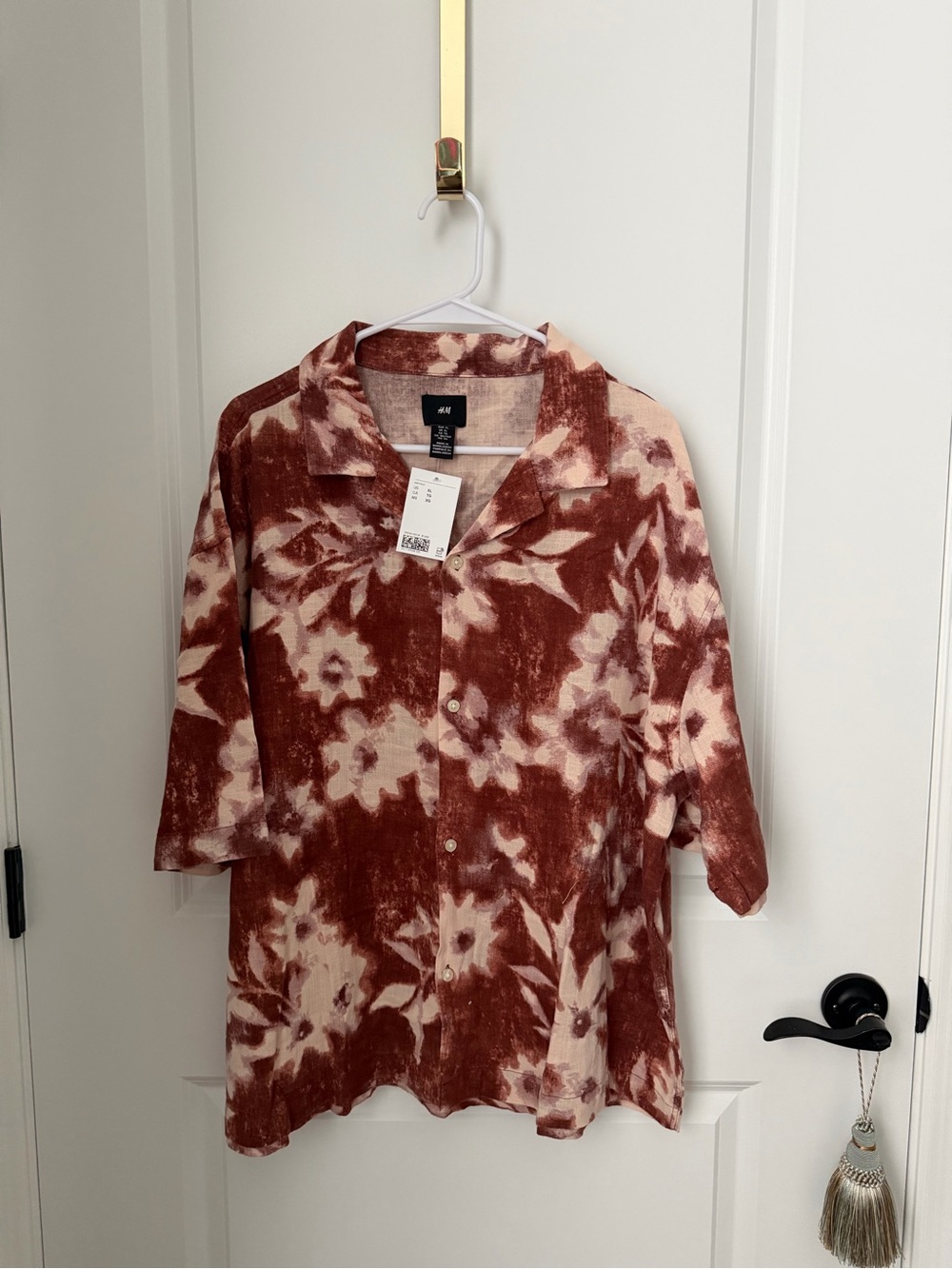 H&M • XL Men’s Rust Floral Button-Down Shirt • NWT